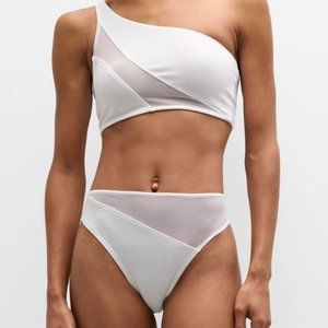 Norma Kamali White Asymmetrical Bikini